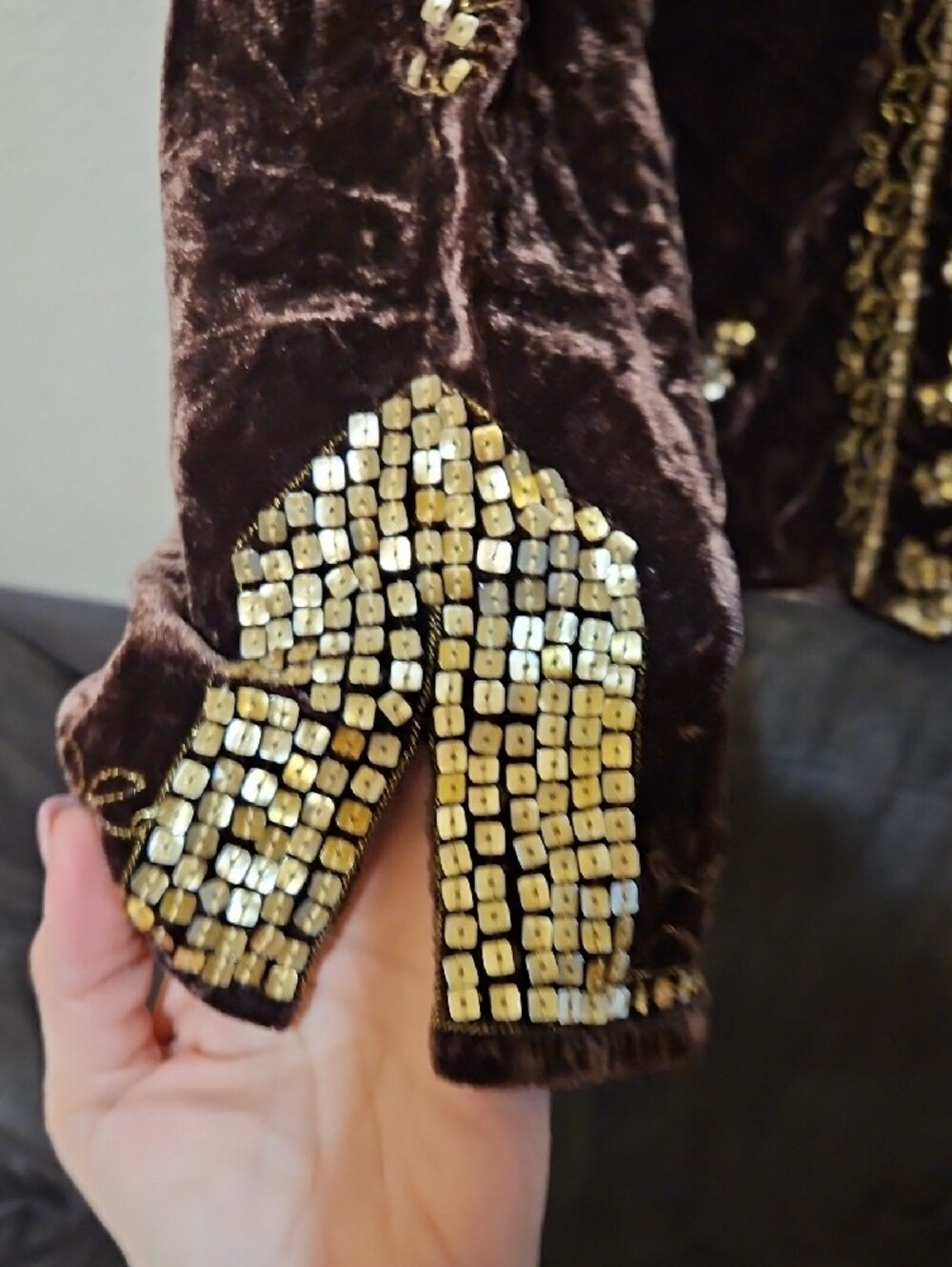 Saint Tropez West Brown Velvet Tunic with Gold Embellishment - Picture 4 of 8
